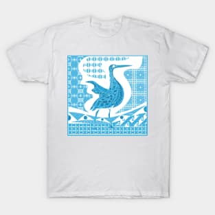 agami heron bird in ecopop talavera pattern wallpaper art 2 T-Shirt